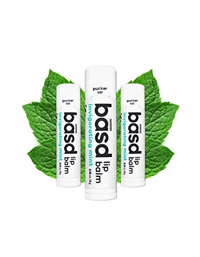 Product Cover Basd, Organic Lip Balm, Moisturizing, Natural Lip Care, Vegan, Hypoallergenic, Invigorating Mint, 3 Count