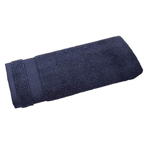 Product Cover iDesign Spa Hand Towel with Hanging Loop, 100% Cotton Soft Absorbent Machine Washable Towel for Bathroom, Shower, Tub - Navy