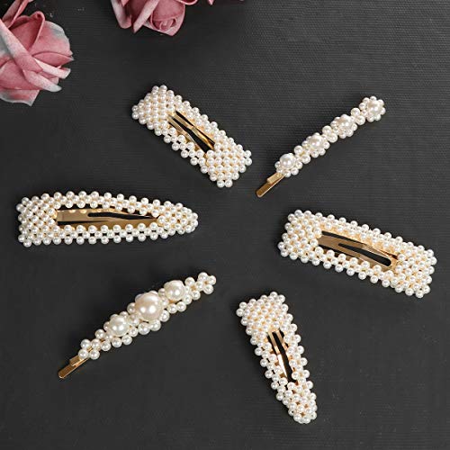 Product Cover Pearl Hair Clip for Women Hair Pins for Girls Ties for Birthday Valentines Day Gifts Wedding Bridal Bridesmaid Ornaments Barrette Styling Tools (6pcs)