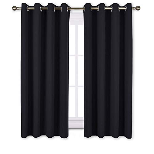 Product Cover NICETOWN Black Out Curtains for Living Room - Easy Care Solid Thermal Insulated Grommet Blackout Panels/Drapes for Bedroom Window (2 Panels, 52 inches Wide by 54 inches Long)