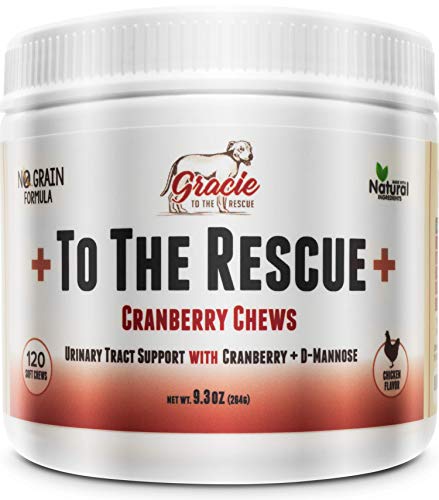 Product Cover Natural Dog UTI Treatment - Cranberry for Dogs, Bladder and UTI Support for Dogs - Bladder Infection Relief with D-Mannose 120 Chicken Flavored Soft Chews +to The Rescue+