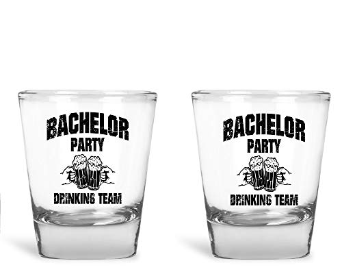 Product Cover Bachelor Party Drinking Team - Groomsmen Bridal Party Wedding Present 1.75oz Shot Glass - Set of 2 - by Funnwear