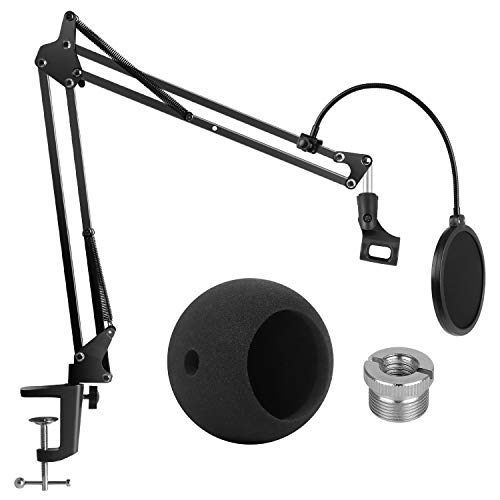 Product Cover InnoGear Adjustable Mic Stand for Blue Snowball and Blue Snowball iCE Suspension Boom Scissor Arm Stand with Microphone Windscreen and Dual Layered Mic Pop Filter, Max Load 1.5 KG