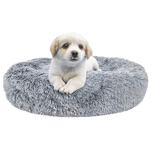 Product Cover SHU UFANRO Dog Beds for Medium Small Dogs Round, Cat Cushion Bed, Pet Beds Cozy Fur Donut Cuddler Improved Sleep, Orthopedic Relief, Washable(Multiple Sizes)
