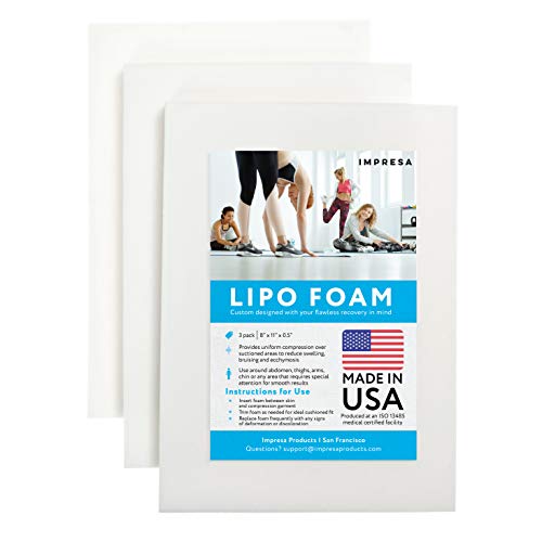 Product Cover 3 Pack Lipo Foam - Post Surgery Ab Board for Use with Post Liposuction Surgery Compression Garments Such As Fajas Colombianas, Phax and Lowla Coresets - Medical Grade Foam - Made in USA White