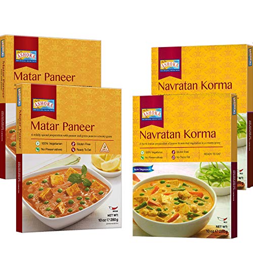 Product Cover Ashoka - RTE (Combo #3) Navratan Korma & Matar Paneer (4 Pack), Ready to Eat Meals