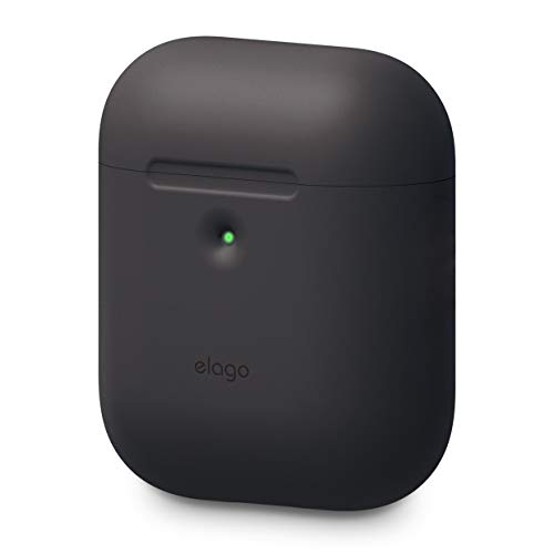 Product Cover elago AirPods 2 Silicone Case [Front LED Visible] Supports Wireless Charging, Extra Protection, 2019 Latest Model - for AirPods 2 Wireless Charging Case (Black)