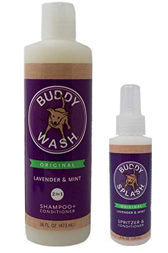 Product Cover Buddy Wash Shampoo and Conditioner Plus Spritz Lavender Mint Dog Grooming Bundle (4-16 Ounces)