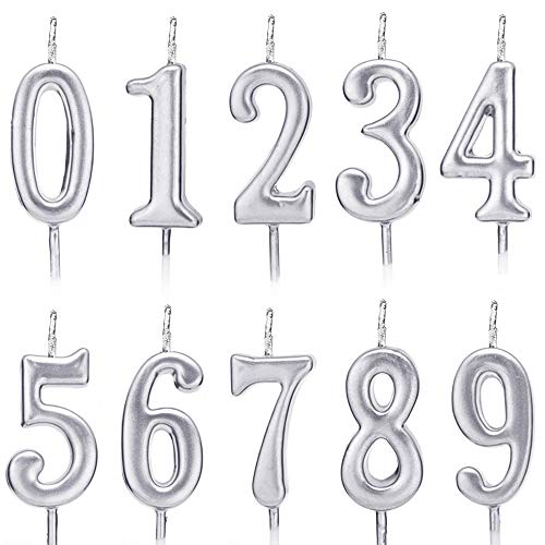 Product Cover QYPRMX 10 PCS Cake Numeral Candles, Birthday Numeral Candles, Number 0-9 Glitter Cake Topper Decoration for Birthday Favor,Party Celebration