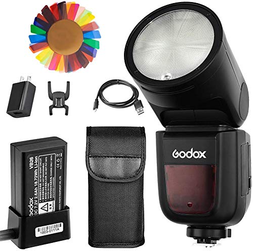 Product Cover Godox V1-S Flash with Godox AK-R1 Accessories Kit for Sony, 76Ws 2.4G TTL Round Head Flash Speedlight, 1/8000 HSS, 1.5 sec. Recycle Time, 2600mAh Lithimu Battery, 10 Level LED Modeling Lamp ¡­