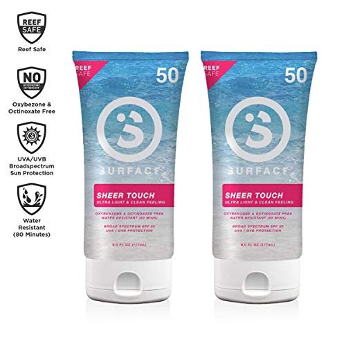 Product Cover Surface Sheer Touch Lotion Sunscreen - Reef Safe, Ultra-Light & Clean Feeling, Broad Spectrum UVA/UVB Protection, Cruelty & Paraben Free, Water Resistant - SPF 50, 6oz, 2 Count