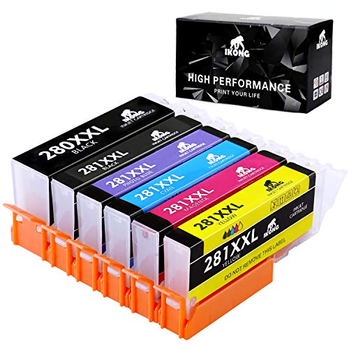 Product Cover IKONG Compatible Ink Cartridges Replacement for Canon PGI 280 CLI 281 PGI-280XXL CLI-281XXL for Pixma TS9120 TS8120 TS8220 (Photo Blue, PGBK, Black, Magenta, Yellow, Cyan)