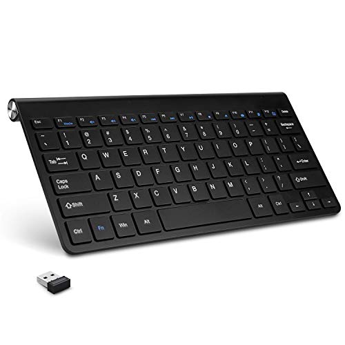 Product Cover Mini USB Wireless Keyboard Small Computer Wireless Keyboards Slim Compact for Mac MacBook Pro External Keyboard for Laptop Tablet by AODOOR, Black