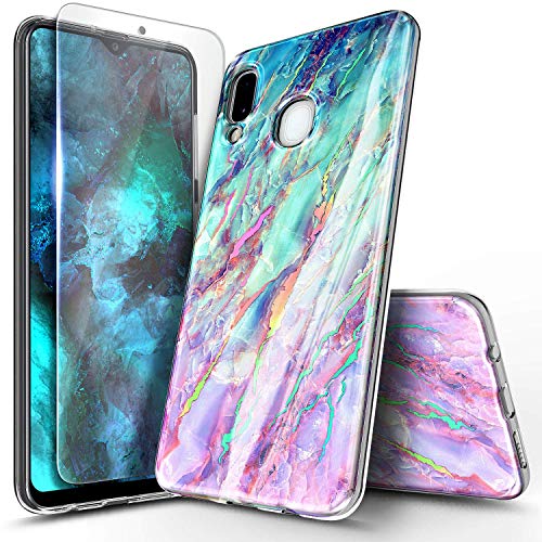Product Cover NageBee Case for Samsung Galaxy A20 / Galaxy A30 with Tempered Glass Screen Protector, Ultra Slim Thin Glossy Stylish Protective Bumper Cover Phone Case -Nova