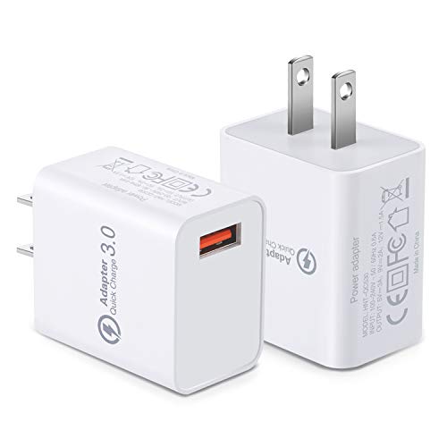 Product Cover QC 3.0 Wall Charger Adapter, Besgoods 2-Pack 18W USB Wall Charger Block Fast USB Phone Charger Plug Compatible with Samsung Galaxy s10 S8 S9 Note 8, iPhone, iPad, Tablet, LG, HTC - White