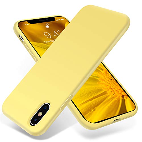 Product Cover for iPhone X Case ONLY, OTOFLY [Silky and Soft Touch Series] Premium Soft Silicone Rubber Full-Body Protective Bumper Case Compatible with Apple iPhone X(ONLY) - Yellow