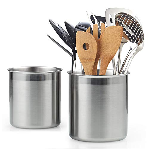 Product Cover Cook N Home 02639 Stainless Steel Utensil Holder Jumbo 2PC set, 5.5-inch x 6.3-inch and 6.3-inch x 7.08-inch, Silver