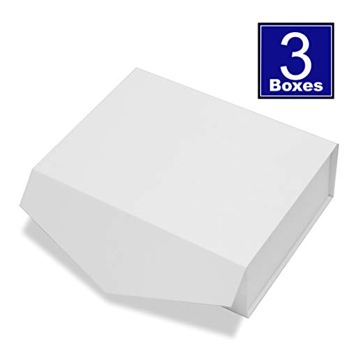 Product Cover Cohaja Matte White Gift Box with Lid | 3 Pack | 12 x 9 x 4 Inch | Magnetic Closure | Multiple use | Decorative Gift or Storage Boxes for Bridesmaid Proposals, Favors, Weddings, Office and More