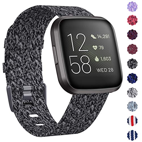 Product Cover KIMILAR Woven Band Compatible with Fitbit Versa/Fitbit Versa 2/Fitbit Versa Lite Edition, Large Small Woven Fabric Breathable Men Women Versa Replacement Band for Versa Smartwatch