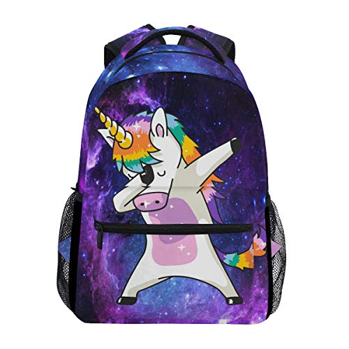 Product Cover Wamika Dabbing Unicorn Backpacks for Girls Women Nebula Galaxy Kids School Book Bag Cute Funny Animals Student Laptop Backpack Casual Durable Lightweight Travel Sports Day Pack Carrying Bags
