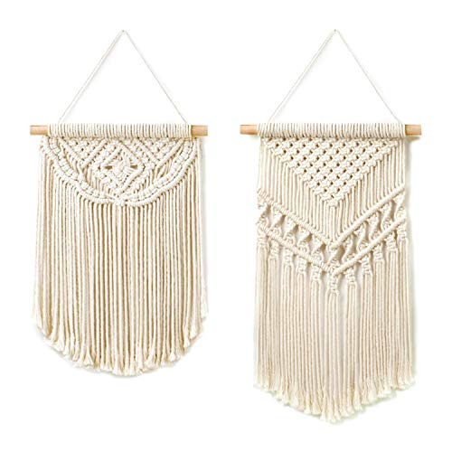 Product Cover Dahey 2 Pcs Macrame Wall Hanging Small Woven Tapestry Wall Art Decor,Boho Chic Home Decor Apartment Dorm Room Party Decoration,18