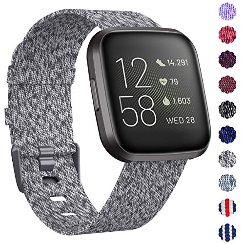 Product Cover KIMILAR Woven Band Compatible with Fitbit Versa/Fitbit Versa 2/Fitbit Versa Lite Edition, Large Small Woven Fabric Breathable Men Women Versa Replacement Band for Versa Smartwatch