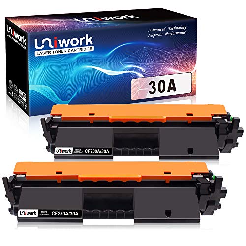 Product Cover Uniwork Compatible Toner Cartridge Replacement for HP 30A CF230A 30X CF230X use with Laserjet Pro MFP M203dw M227fdw M227fdn M203d M203dn M227sdn M227 M203 Printer, 2 Black