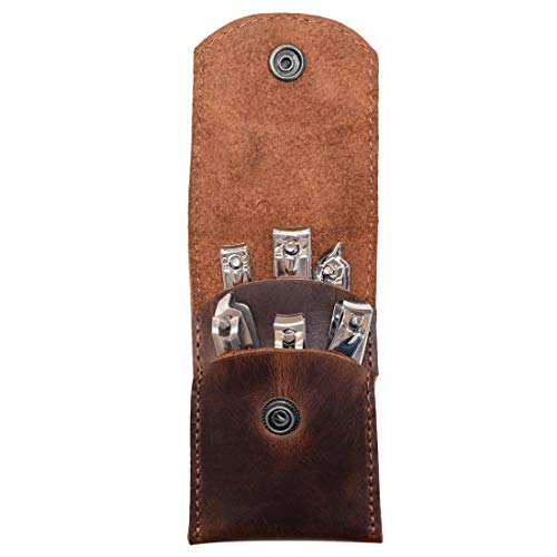 Product Cover Hide & Drink, Leather Double Nail Clipper Case/Beauty & Personal Care/Travel Essentials, Handmade Includes 101 Year Warranty :: Bourbon Brown