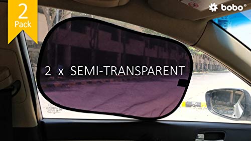 Product Cover BOBO Car Sun Shade (Pack of 2) - 80 GSM with 15s Static Film (Highest Possible) for Full UV Protection - Universal Fit (for All Cars) - 2 Semi-Transparent Sun Shades