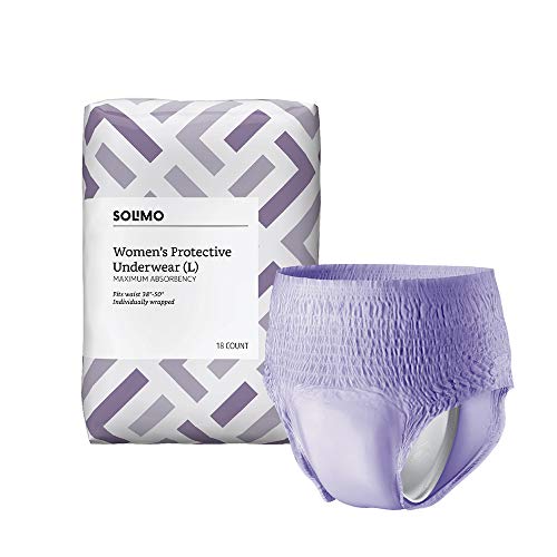 Product Cover Amazon Brand - Solimo Incontinence Underwear for Women, Maximum Absorbency, Large, 18 Count