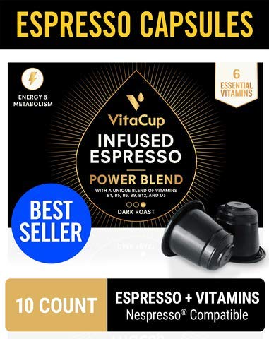 Product Cover VitaCup for Nespresso Original Machine Capsules, 10 pods Vitamin Infused Dark Roast Espresso Coffee