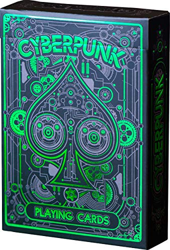 Product Cover Cyberpunk Green Playing Cards, Deck of Cards, Premium Card Deck, Cool Poker Cards, Unique Bright Colors for Kids & Adults, Card Decks Games, Standard Size