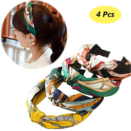 Product Cover 4 Pieces Women's Wide Headbands Knot Headband Head Wrap Hair Band for Women and Girl