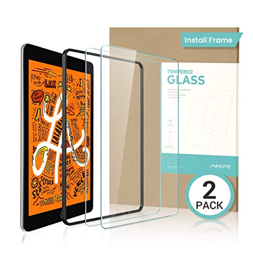 Product Cover 2 Pack for iPad Mini 4/Mini 5 (2019) Screen Protector, AINOPE Easy Install Frame Tempered Glass for iPad Mini-Apple Pencil Compatible with/Anti Fingerprint/Scratch-Resistant/9H Hardness