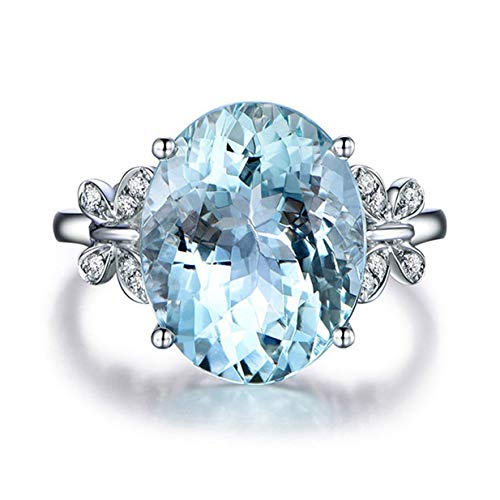 Product Cover LALANG Sea Blue Crystal Inlaid Zircon Butterfly Decoration Finger Ring Hand Accessories(Size 7)