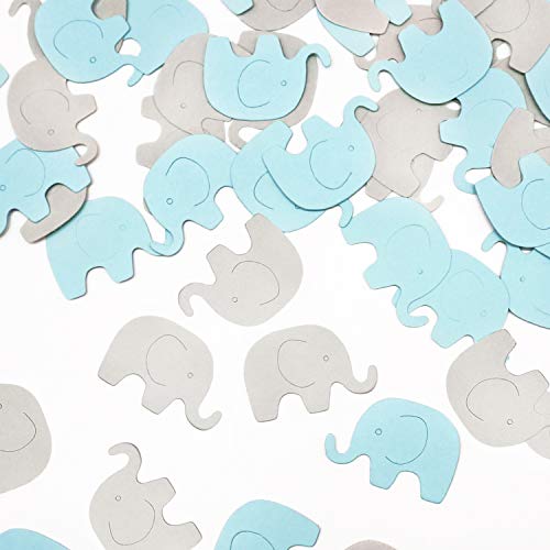 Product Cover Blue Elephant Confetti Elephant Scatter Baby Shower Decoration for Boy Baby Shower Birthday Party New Years Supplies Elephant Theme Party Supplies (Blue+Gray) 200 Pieces