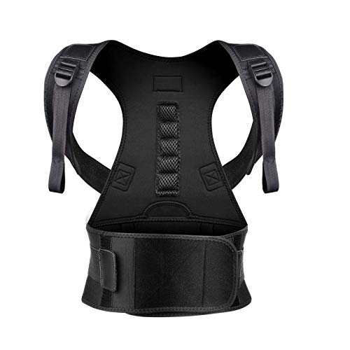 Product Cover Back Brace Posture Corrector XL for Women Men with Magnetic Stone Adjustable Neoprene Straps Improves Posture and Provides Lumbar Support for Lower and Upper Back Pain