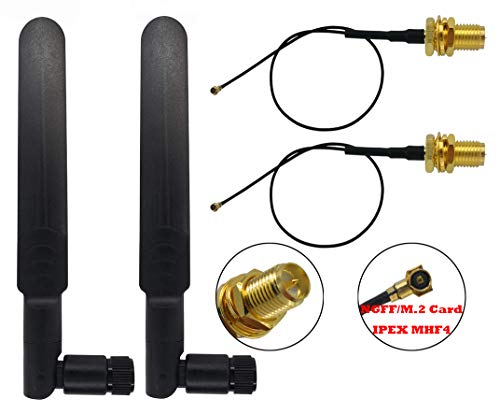 Product Cover WiFi Antenna 8dBi Omni RP-SMA Male 2.4Ghz 5.8Ghz Dual Band + 20cm U.FL IPEX MHF4 to RP SMA Female Extension Cable for M.2 NGFF Card Notebook PS4 Drone 2 Pcs