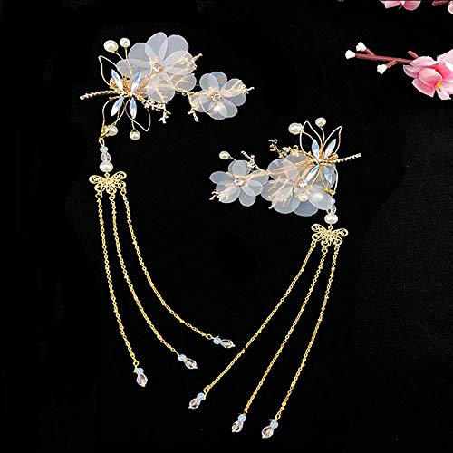 Product Cover ChuXing 2 pcs Women Dragonfly Tassel Chinese Hair Accessory Alligator Hair Clips for Hanfu COS Hair Ornaments
