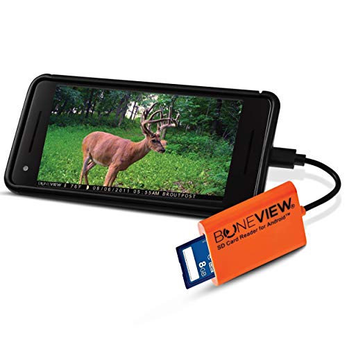 Product Cover BoneView SD Card Reader for Android - Type C USB Trail Camera Viewer Play Deer Hunting Photo & Video from All Game Cam Memory on Any Smart Phone, Samsung, Moto, LG + Free MicroUSB OTG Adapter