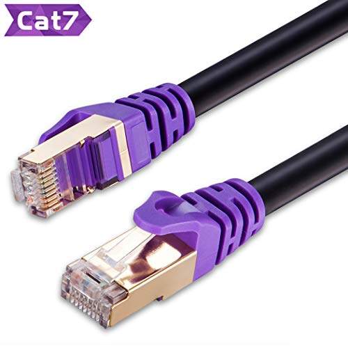 Product Cover Outdoor Cat 7 Ethernet Cable 150 ft,JewMod 26AWG Heavy-Duty Cat7 Networking Cord Patch Cable RJ45 Network Cable Cord 10Gbps 600MHz LAN Wire Cable STP Waterproof Direct Burial Ethernet Cable