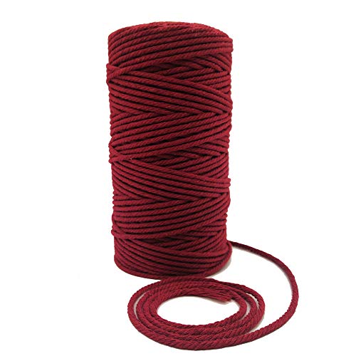 Product Cover Burgundy Macrame Cotton Cord Rope for Macrame Wall Hanging Plant Hanger Craft Making Knitting Cord Rope 3mm 109 Yard (3mm Burgundy)