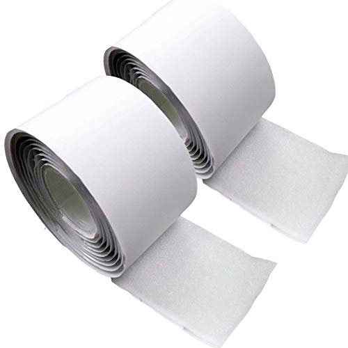 Product Cover Holotap 4 Inch Wide 6.5 Ft Long Sticky Back Hook and Loop Tape Roll, Self Adhesive Fastener Strips, White | 6.5ft x 4in Roll (4 Inch Wide White)