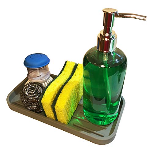 Product Cover Sponge Holder Tray (2 Pack) - Kitchen Sink Organizer - Bathroom Sink Organizer - for Sponges, Soap Dispenser, Scrubber, Dishwashing Brush Holder, Toothbrush Holder, Toothpaste Holder
