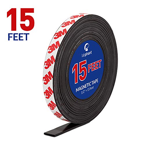 Product Cover Magnetic Tape, 15 Feet Magnet Tape Roll (1/2'' Wide x 15 ft Long), with 3M Strong Adhesive Backing. Perfect for DIY, Art Projects, whiteboards & Fridge Organization