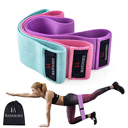 Product Cover Hayousui Exercise Resistance Bands: Hip Booty Bands Stretch Workout Bands- Cotton Resistance Band for Legs and Butt Body, Yoga Pilates Muscle Training
