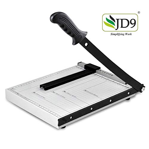 Product Cover JD9 Paper Cutter A4 Heavy Duty Professional Paper Trimmer, Guillotine Craft Machine for Office, Home, Craft, Photo Studio (A4, B5, A5, B6, B7) (White, 12.5 x 9.8 x 1.2 inch)