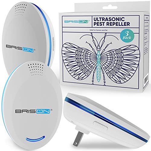 Product Cover BRISON Ultrasonic Pest Repeller Plug-in Control (3-Pack) Electronic Insect Repellent Gets Rid Mosquito Bed Bugs Roach Spiders Fleas Mice Ants Fruit Fly