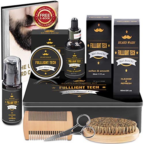 Product Cover Ultimate Beard Grooming & Growth Kit Gifts for Men/Dad/Husband/Him in Metal Gift Box with Beard Shampoo,Beard Oil Conditioner,Beard Balm,Beard Brush,Comb,Mustache Scissors
