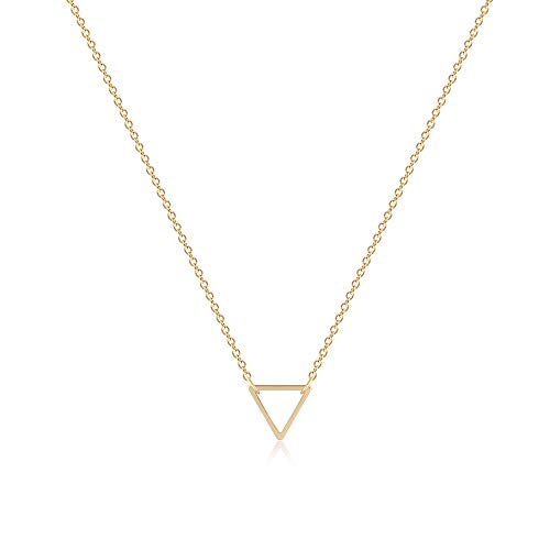 Product Cover Fettero Tiny Gold Triangle Necklace,Delicate Simple Geometric Open Triangle Necklaces for Women